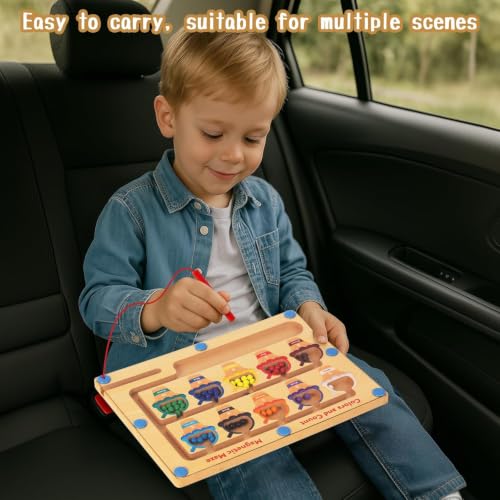 Image of WOODENFUN Magnetic Color Number Maze for Toddlers,Montessori Counting Board