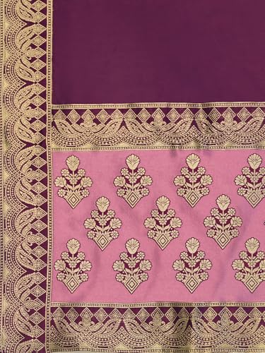 Image of PURVAJA Women's Kanjiwaram Semi-Stitched Lehenga choli