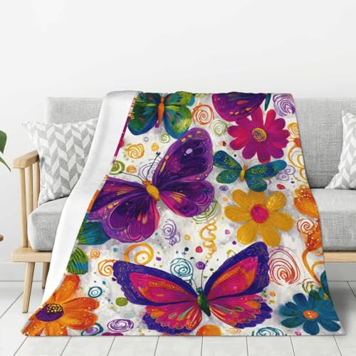 Vextrovia Maximalist Nature Print, Flannel Fleece Blankets for Statement Sitting Rooms, Reversible Throw for Gallery Walls & Conversation Pit Entertaining. Bold and Conversational 80"X60"