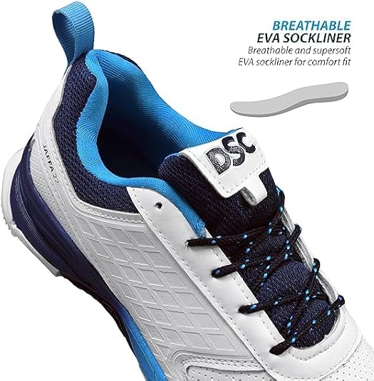 DSC Jaffa 22 Cricket Shoes for Men and Boys Uk-11 White-Navy