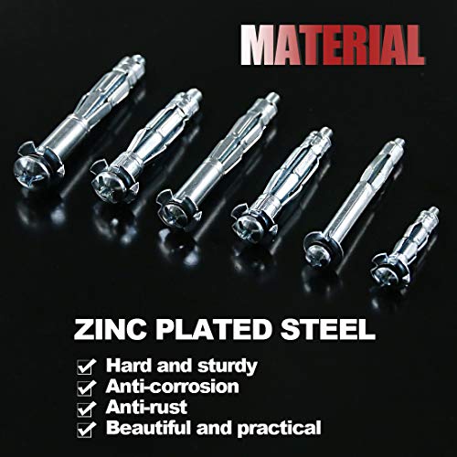 image for Hilitchi 42-Pcs [6-Sizes] Metal Zinc Plated Steel Hollow Wall Anchors 
