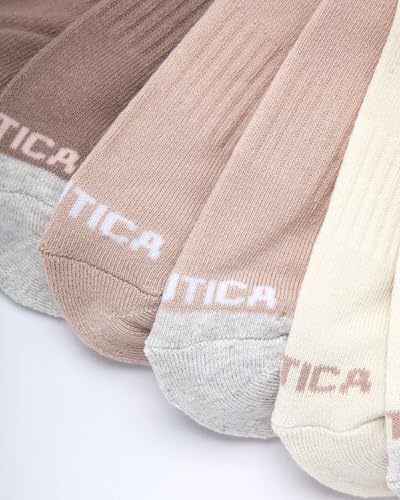 Image of Nautica Womens High Quarter Socks Moisture Wicking Cushioned Socks, 6 Pack | Dri-Motion Moisture Wicking Stretch Fabric, Cushioned Key Areas, Reinforced Heel and Toe, High Quarter Cut, Shoe Size 4-10