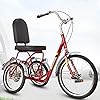 MUCSAH Bikes,Three Wheel Bike, Adult Tricycle Comfort Bicycles High Carbon Steel Framethree Wheel Cruiser Bike with Seat Backrest Basket for Seniors Women Men Cyclipedalling #4