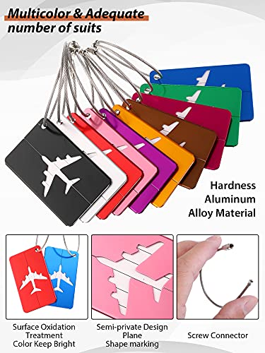 20 Pieces Metal Luggage Tags Aluminum Suitcase Labels Travel Bag Tags with Name ID Cards Colorful Baggage Tags Card Holders with Stainless Steel Loops4