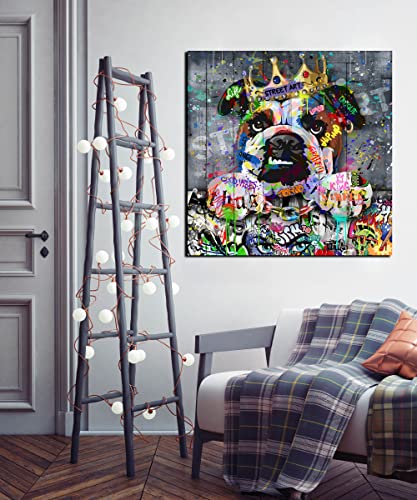 Sixttart Graffiti Wall Art For Living Room Large Size - Kids Room Wall Decor - Dog Wall Decor Ready To Hang Size 36" X 36" #TOP3