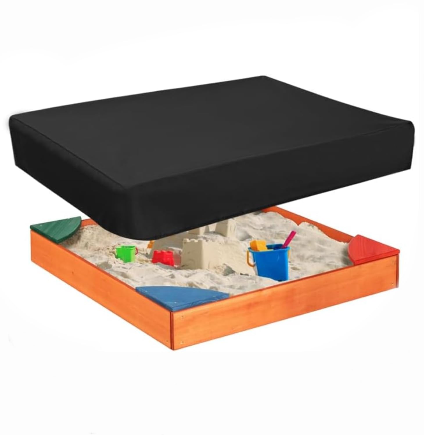 150x150 Waterproof Oxford Cloth Sandpit Cover, Anti-UV Black Pool, Square with Drawstring Storage Bag for Garden Sandbox