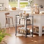 HITNET Bar Cart for The Home Home Bar Serving Cart with Wheels and Storage Shelves 3 Tier Rolling Liquor Beverage Cart for Kitchen Dining Living Room Rustic Brown and Black