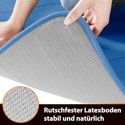 Yimobra Badematte rutschfest, 61 x 43 cm, Super Wasseraufnahme, Dick, Maschinenwaschbar, Leicht zu Trocknen Badezimmerteppich – Blau – Ansicht 4