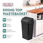 Sterilite 4-Pack Swing Top Wastebasket, Sleek Square Profile Trash Can, 13 Gallon, Black - Modern Garbage Bin for Kitchen, Bathroom, Garage and Workspace, Fits 13 Gal Liners - Image 2