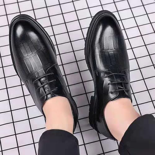 YZABEL Leather Low Heel Business Dress Shoes for Men Business Casual Formal Shoes Office Work Low Top Dress Shoes Business Meeting Office Work Shoes2