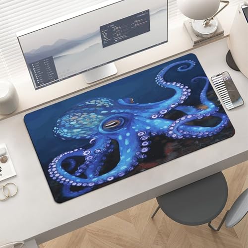Blue Octopus Desk Mat No Resbalante Grande 60x30 cm miniatura 6