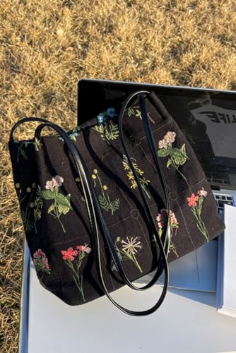 Womens Mini Tote Purse Bags Floral Embroidered Small Tote Bag Flower Graphic Cute Purse4