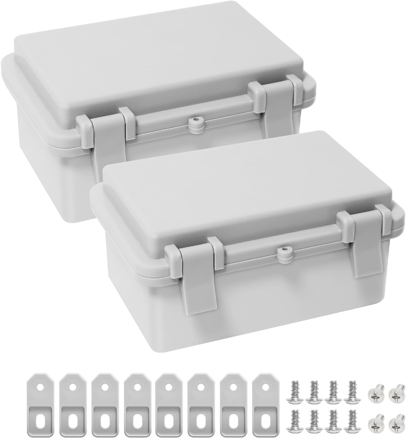 Junction Box, ABS Plastic IP65 Waterproof Dustproof Universal Electrical Enclosure, Hinged Shell Outdoor and Indoor Project Box, 5.9"x 3.9"x 2.8"(150x100x70mm), 2 Pack