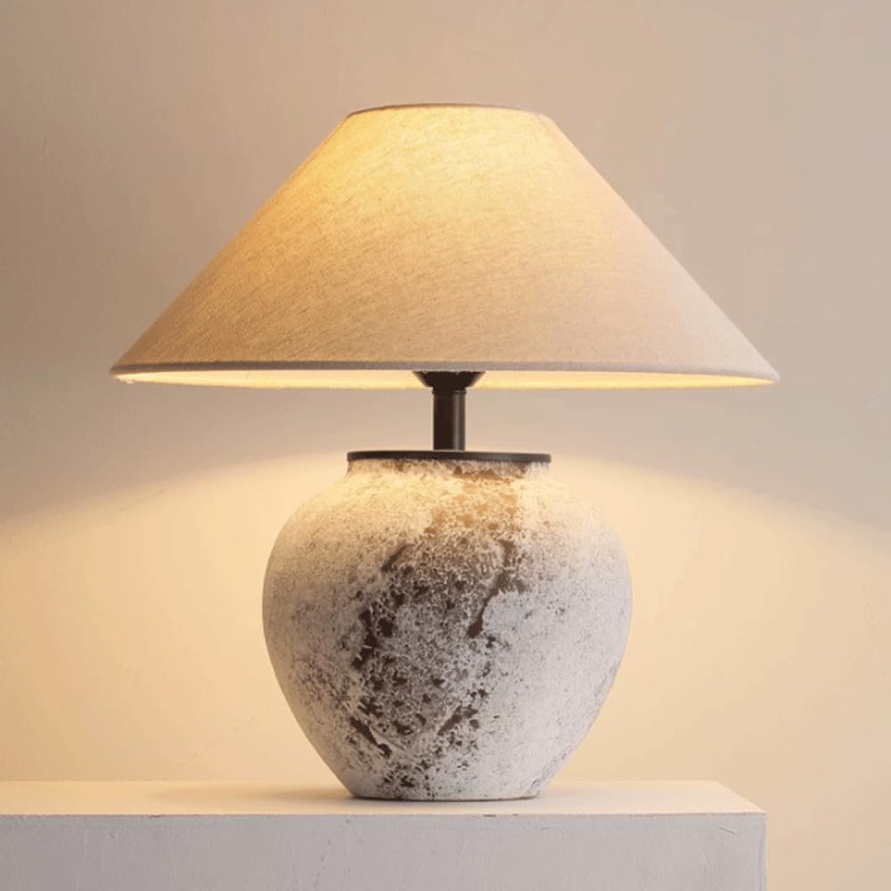 SANBDDLYY 16.5 Inch Retro Ceramic Table Lamp - Antique Style Bedside Light for Bedroom, Living Room, and Study