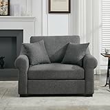 Merax Modern Chenille Oversized Armchair with 2 Pillows, Accent Chair, Single Sofa for Bedroom, Living Room, 44.5' Wide, Grey