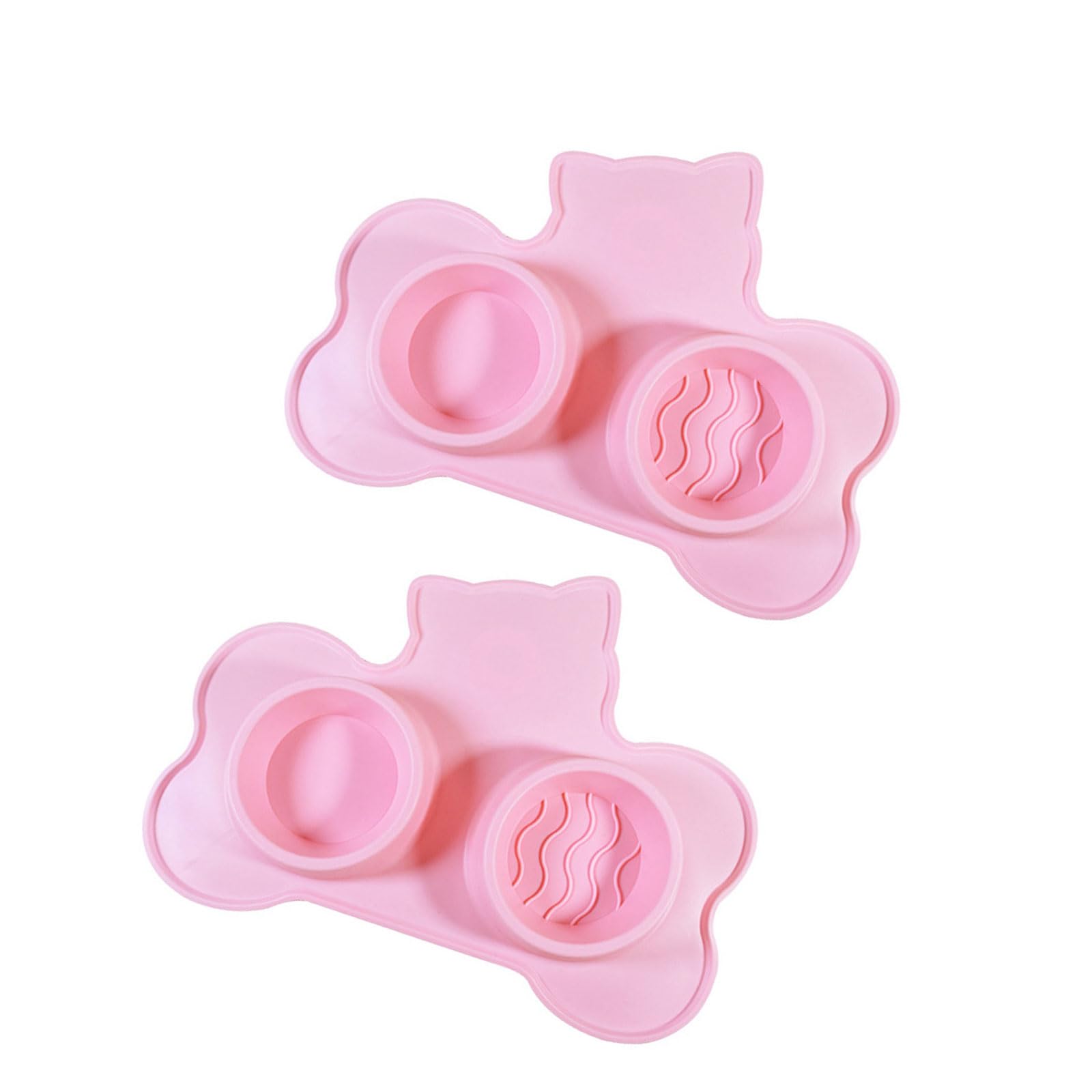 GRABAGECAN Cats Feeding Bowls with Suctions Cup 2 in 1 Feeders Double Bowl Mat Silicone Pad with Suctions Cup Mat Silicone