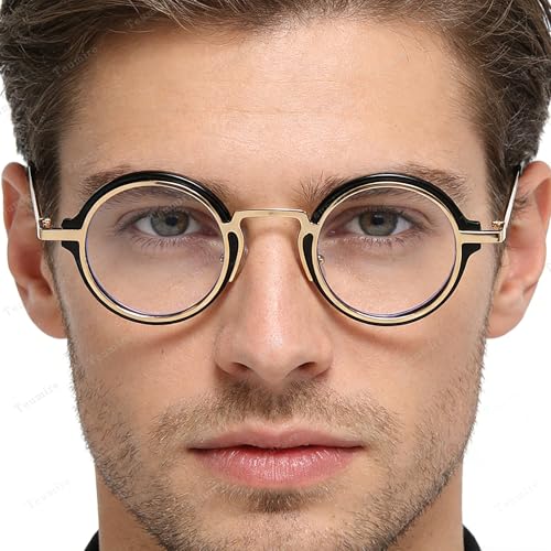 Image of Classic Round Glasses for men women Circle Blue Light Eyeglasses Hippie Style Non Prescription Eyewear