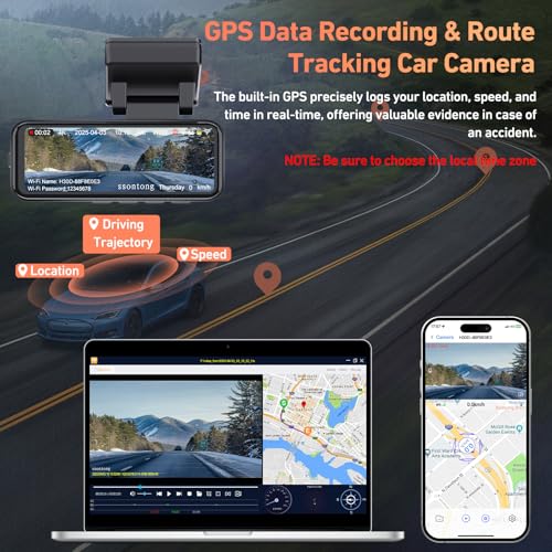 Image of Car Camera - Dash Cam Front and Rear, 4K Dash Camera for Cars Built-in 5.8G WiFi GPS ADAS Dashcam,3.2 inch IPS Screen Dash Cam with Free 32GB Card,G-Sensor,Loop Recording,WDR,Night Vision Dashboard Camera