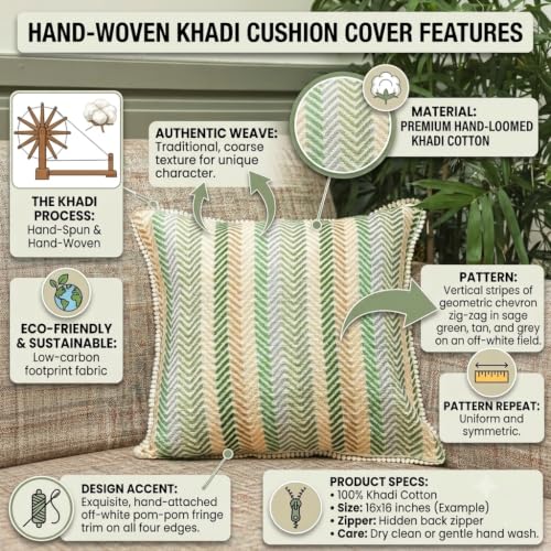 Image of Palm Stories Cushion Cover Set Decorative Pillow Cover & Throws for Living Room & Bedroom, Cushion Cover & Throws (Zig Zag)