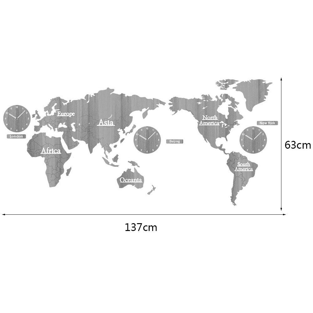 金属製の地図彫刻トレイ　壁掛け Amazon.co.jp: 大きな DIY 木製世界地図ホーム壁掛け時計ティック