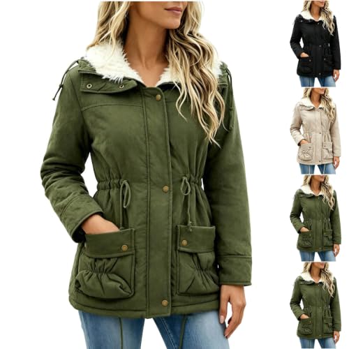 Womens Parka Witner Coats Trendy Winter Warm Fleece Lined Lapel Jackets - image 1