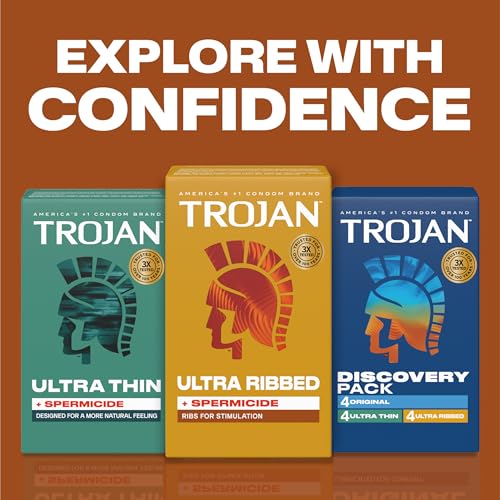 Image of TROJAN Stimulations Ultra Ribbed Spermicidal Condoms, 12 Count