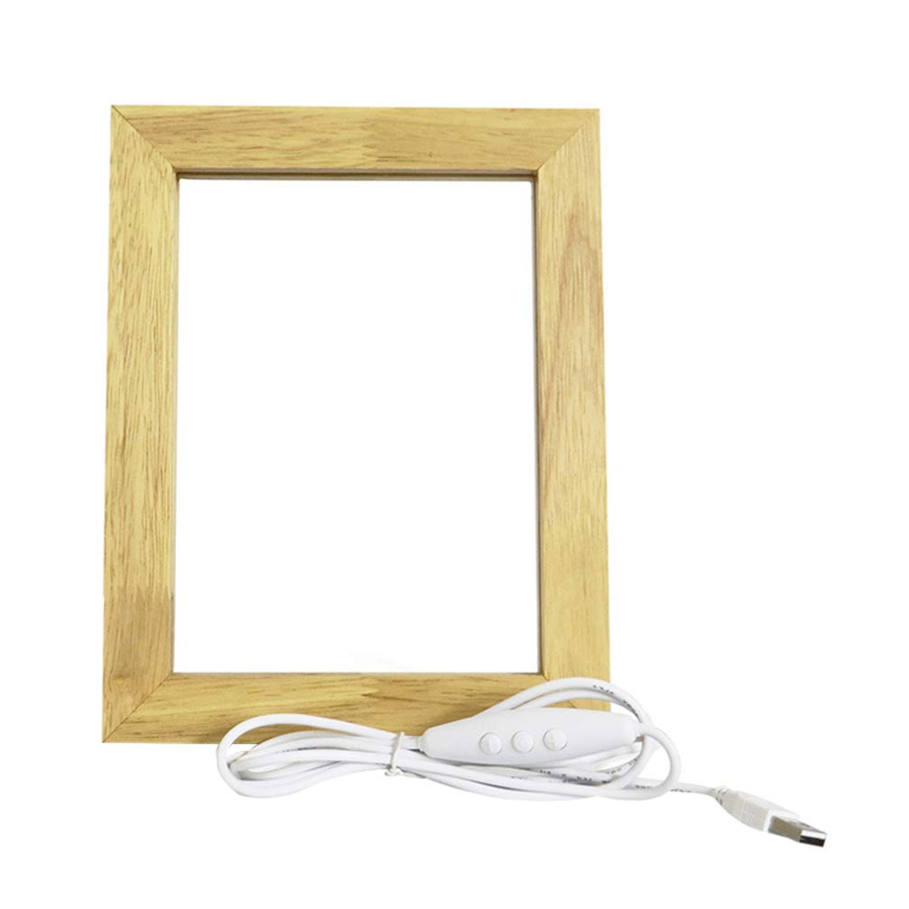 Cadre photo en bois rustique avec LED pour affichage de bureau