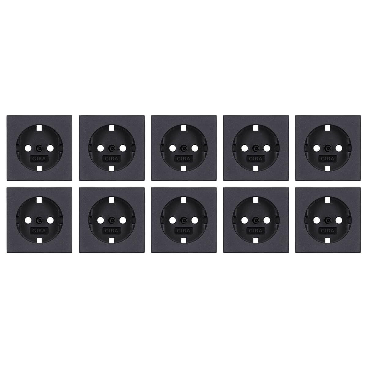 10x Gira Abdeckung für Schuko-Steckdose -KEINE STECKDOSE- System 55 - Anthrazit