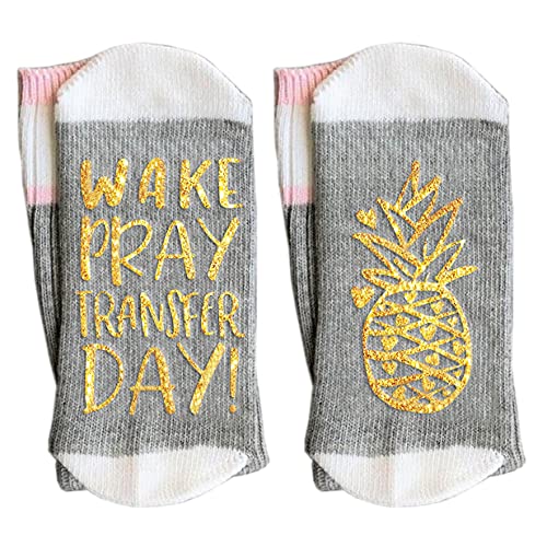 TittokIVF Gifts Lucky Transfer Socks Wake Pray Transfer Day Pineapple Warrior Infertility Awareness TCC Gift For Women Men