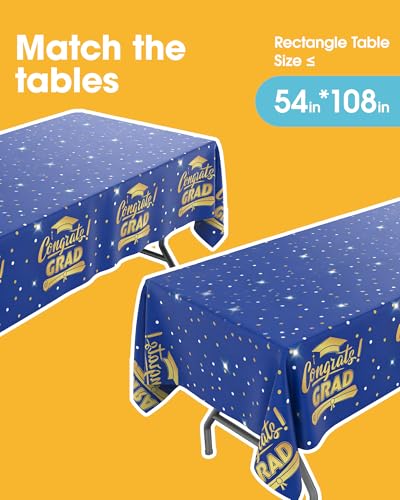 Image of Niuara Blue Graduation Tablecloth 2026 - 4 Pack 54 inch x 108 inch Disposable Tablecloths for 6FT Tables, Class of 2026 Graduation Party Decorations & Supplies