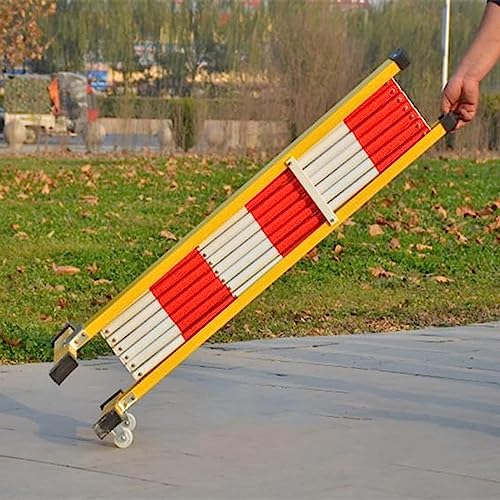 Barrera Plegable portátil con Ruedas, Valla de tráfico retráctil para Control de multitudes, Barrera roja Flexible (1,2 x 4 m) - Ideal para Eventos, Festivales y segurida