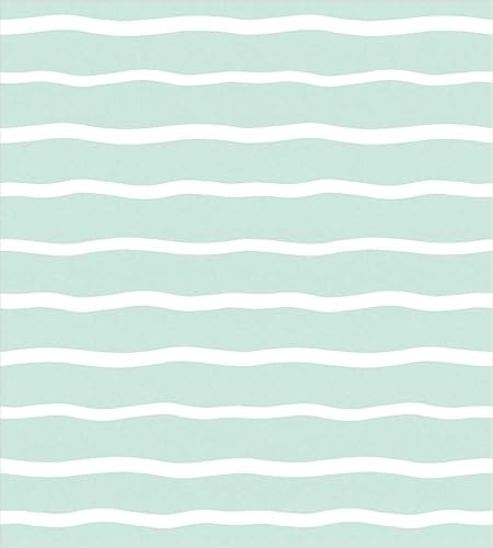 Miniatura 2 de Ambesonne Juego de funda de edredón color menta, líneas onduladas horizontales a rayas blancas abstractas de tonos suaves, exhibición de arte