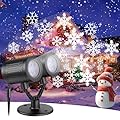 2025 Latest Snowflake Christmas Projector Lights Outdoor, Double Head Crystal-Clear Holiday Projector Outdoor with Timer, Snowfall LED Xmas Lights for House Outside Indoor Christmas Decorations