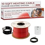 LuxHeat 10sqft Floor Heating Cable Kit - 120v Radiant Floor Heating System for Tile, Vinyl, Laminate - Easy to Install Heated Flooring System Includes Electric Heat Cable, Alarm & Flooring Sensor