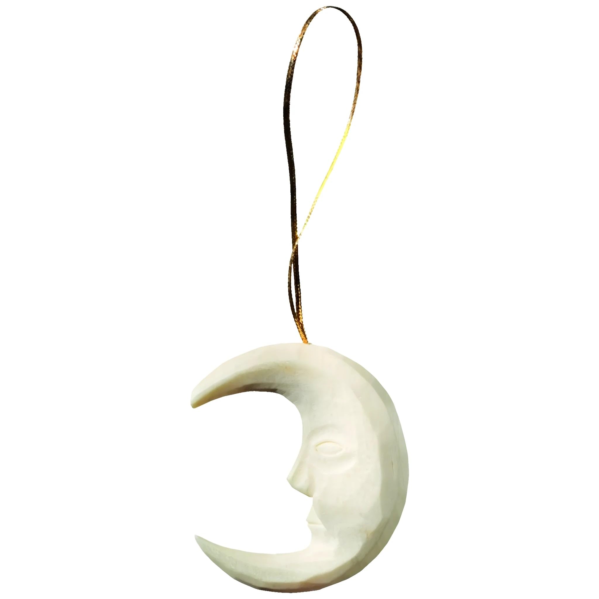 Dolfi | Linden Wood Moon Decoration 10 cm | Natural Wood in Val Gardena | Nativity Figure