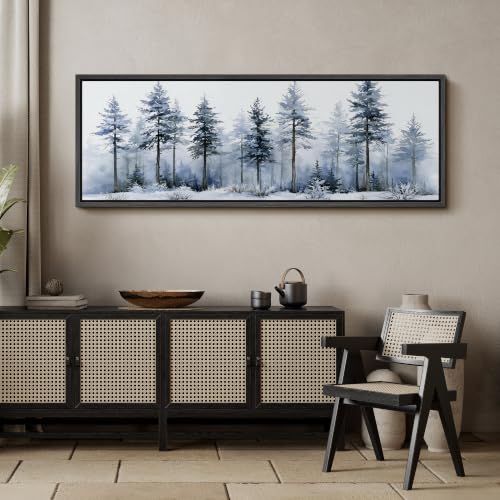 Image of MUDECOR Large Framed Canvas Print Wall Art Blue Pine Art for Living Room