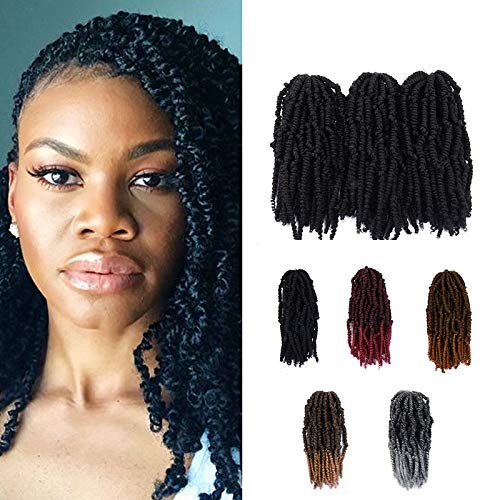 Leyoo 10 Inch Bomb Twist Crochet Hair 72 Roots Crochet Passion Twist Pre-Looped Braids For Beauty (U 1B)