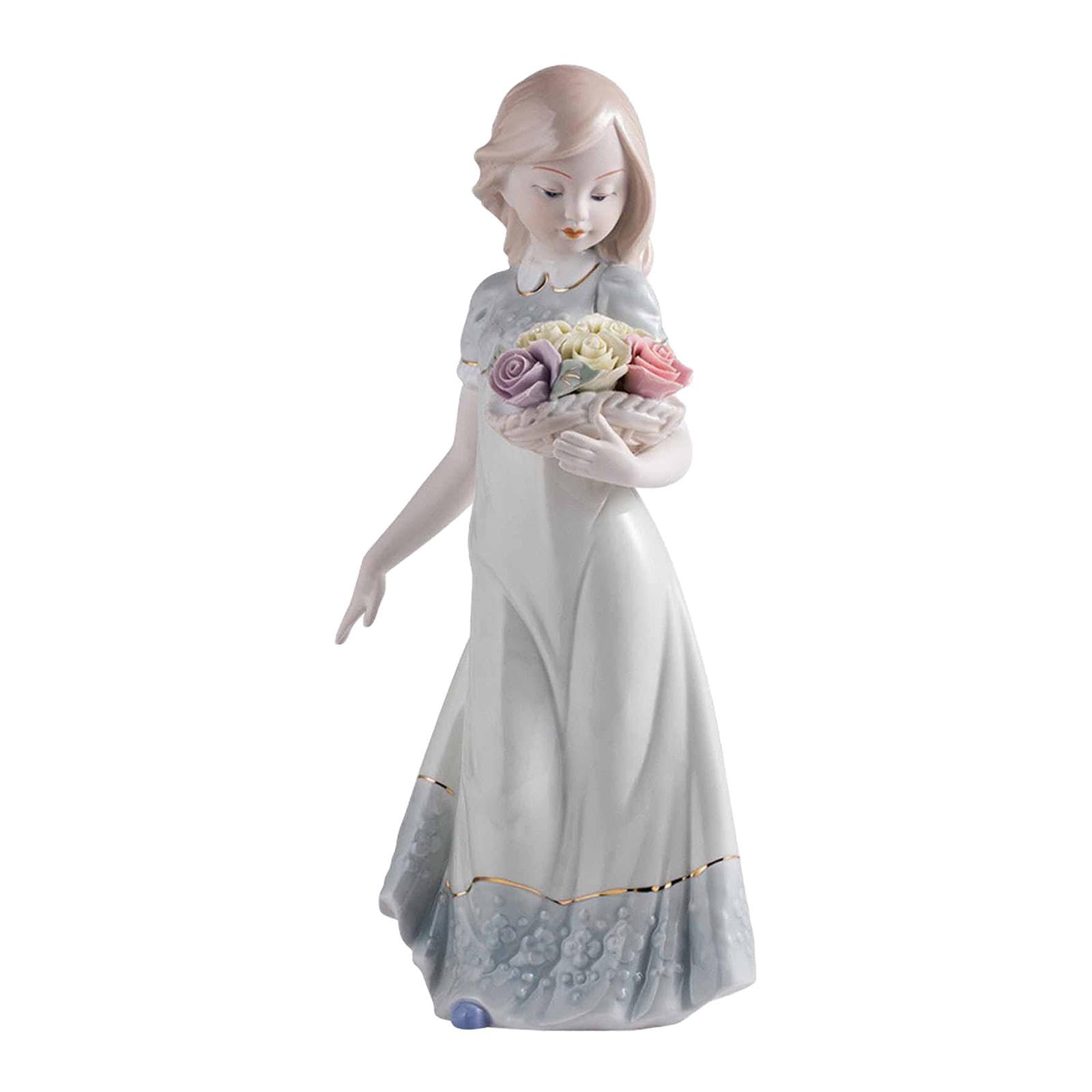 Homyl Mädchen Statue Halten Blumen Party Weihnachten Ornament Sammler