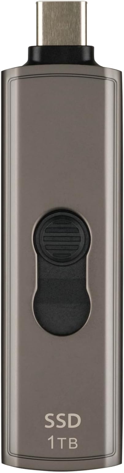 ESD330 1TB External SSD, Up to 1,050MB/s, Type C USB Flash Drive for iPhone17/16/15/iPad/Mac/Windows/Android/Tablet/PC/Gaming Console, Portable SSD with Retractable Connector Metal Case