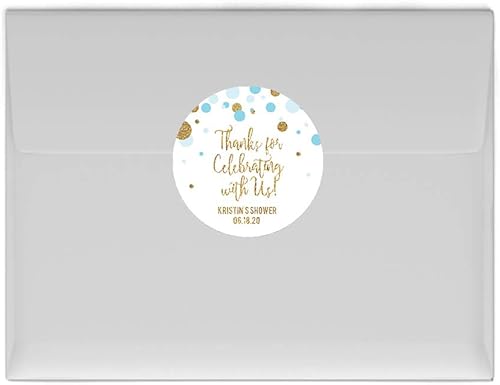 Miniatura 4 de Andaz Press azúl bebé brilltante dorado para Baby Shower colección de fiesta, Etiqueta redonda personalizada , 1