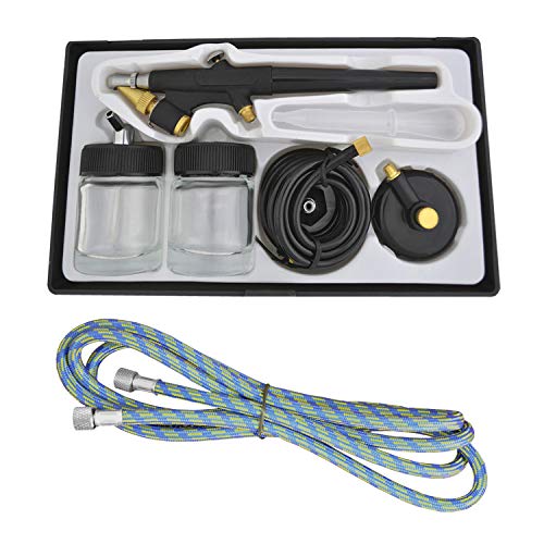 AIRBRUSH-PISTOLE für AIRBRUSH KOMPRESSOR SET 'Single-Action-Gun 138' mit Druckluftschlauch - Kosmetikbereich, Make Up, Sunless Tanning, Nail Design, Tattoo, OPTIMAL f. alle Profis,