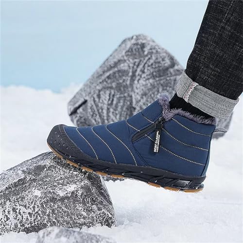 Image of Jakcuz Men Snow Boots Water Resistant Non-slip Winter Shoes with Fuzz Lined Warm High Top Boots for Men