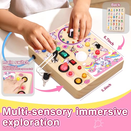 Image of Grarain Busy Board for Toddlers - Montessori Educational Toy for 1-3 Year Old Boys & Girls | Travel-Friendly Sensory Learning Activity | Ideal for Kids with Autism(Unicorn Busy Board)