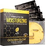 DERMORA Skin Treatment Mask Golden Glow Face Mask - 20 Pack Face Gel Masks - Rejuvenating Face Masks for Lines, Wrinkles, Tightening, Firming