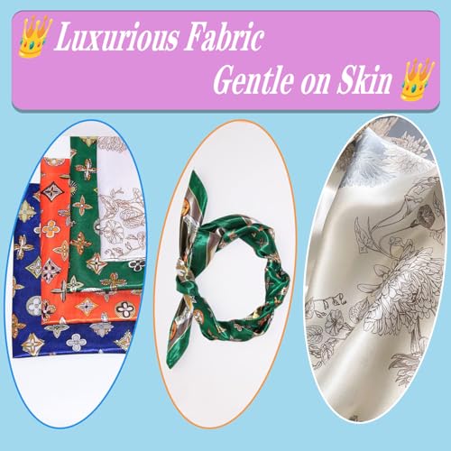 4PCS 35” Large Square Satin Hair Scarves Silk Like Bandana for Women Sleeping Wrap Headscarf Neck Scarf Shawl3