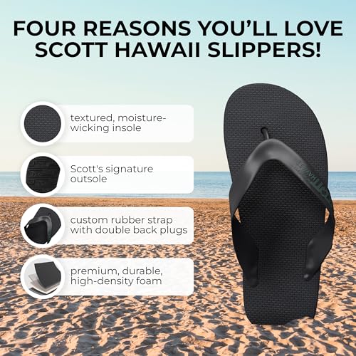 Scott Hawaii Men's Kumu Wide Flexible Rubber Slipper | Double Plug Strap | Beach Footwear | No-Slip Boat Sandal | Low and No Arch Flip Flops2