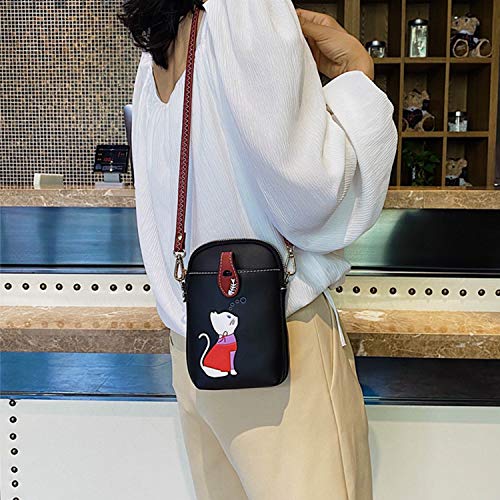 Small Crossbody Bag for Women Leather Lightweight Cute Cat Cell Phone Purse with Crossbody Strap2