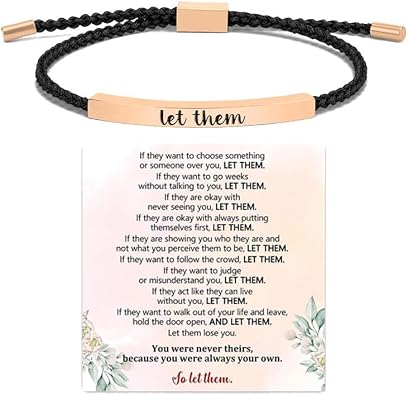 Let Them Bracelet Stainless Steel Engraving Inspirational Bracelet Self Worth Motivation Bracelet To Sorority Sisters Best Friends Personality Inspirational Friendship Bracelet for Women Jewelry Gift
