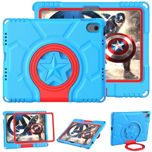iPad (A16) 11th Generation/iPad 10th Generation Case Kids (2025/2022, 11 inch/10.9 inch) TrendGate Lightweight Shockproof iPad Air 11 inch Case 2024 Built-in Screen Protector with Handle Stand - Blue
