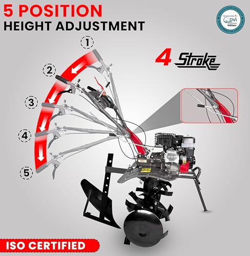 Image of DVI 7HP 4 Stroke Power Weeder with AIR Cooled Petrol Engine Suitable for Farm & Agriculture | Used for Weeding in All Types of Crops with High Carbon Metal Blades. (with RIDGER Premium Attachment)